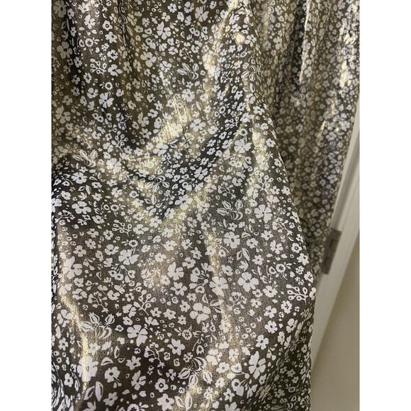 Current Air Anthropologie Shimmer Ditsy Floral Black Gold Short Sleeve Blouse - Picture 2 of 10